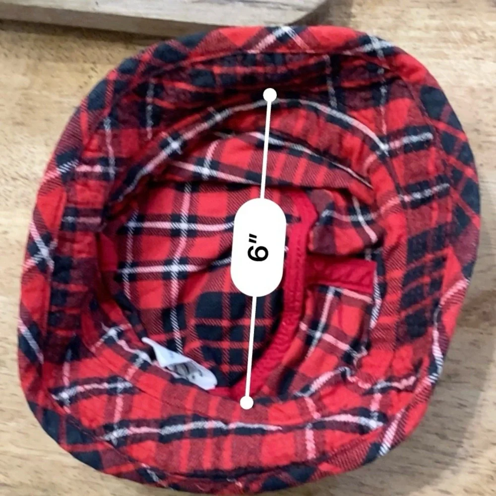 Vintage‎ Baby Gap Infant L/XL Red/Black Plaid Cotton Bucket Hat